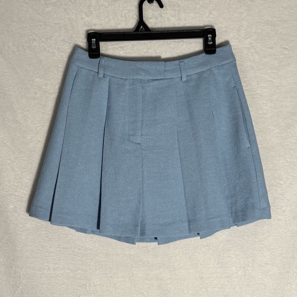 Express Sky Blue Textured Skirt